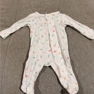 Magnetic Me White Footed One-Piece with Pink, Yellow and Teal Animal Prints